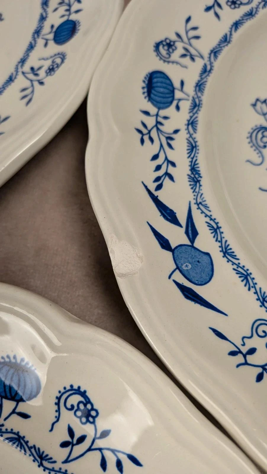 Conjunto de 3 pratos planos Lunéville decoração azul tradicional – photo 6